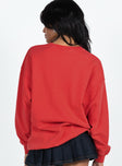 Sweatshirt Crew neckline Drop shoulder  Embroidered graphic Slight stretch Unlined 