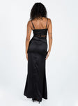 Maxi dress Silky material Adjustable shoulder strap V-neckline Invisible zip fastening at back Non-stretch Partially lined