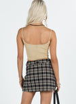 Mini skirt Plaid print Belt looped waist Invisible zip fastening at side