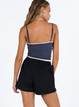 Black shorts High rise Elasticated waistband  Twin hip pockets