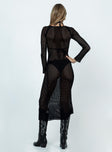 Long sleeve maxi dress Sheer knit material Square neckline