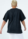 Black oversized tee Graphic print Crew neckline Drop shoulder