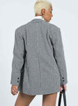 Jacket Houndstooth print Lapel collar Button fastening Twin faux hip pockets Two button cuff