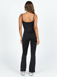 Jumpsuit Adjustable shoulder straps Scooped neckline Slim leg  Good stretch Double lined 