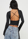 Long sleeve top Slim fitting, high neckline, invisible zip fastening at side, low back Non-stretch, unlined