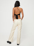 Faux Leather Pants Mid-rise, belt looped waist, zip and button fastening, four classic pockets, straight leg