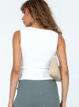 White top Delicate knit material  Wear with care  V neckline  Hook & eye front fastening 