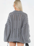 Cable knit sweater, oversized fit Drop shoulder, crew neckline