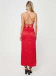 Maxi dress Slim fitting, silky material, adjustable shoulder straps, lace-up back with tie fastening, invisible zip fastening at back Non-stretch, fully lined