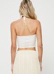 Crop top Slim fitting, halter neck tie fastening, v-neckline, pinched detail at bust