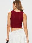 Knit top V-neckline, tie fastening at bust