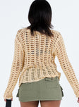 Beige sweater Crochet material Good stretch