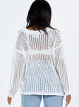 White Jumper Crochet material Drop shoulder  Good stretch