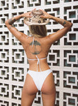 White bikini bottoms Thin sides Gold toned rings Cheeky cut bottoms Fully lined