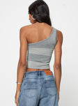 Sparkly one shoulder top  Good stretch, unlined 