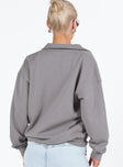 Princess Polly Quarter Zip Sweatshirt Cursive Text Charcoal / Light Pink Princess Polly  Cropped 