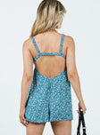 Romper Elasticated shoulder straps Low back Scooped neckline Slight ruching at bust