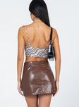 Mini skirt Aline fit Faux leather material  Invisible zip fastening at back  