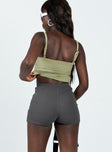 Bike shorts Ribbed material High waisted Elasticated waistband Good stretch Unlined