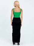 Maxi skirt Zip fastening at side Ruching at front with tie fastening Good stretch Unlined 