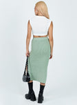 Midi skirt Soft knit material  Elasticated waistband  Side slits 