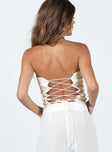 Tube top Soft knit material Delicate material - wear with care  Strapless design Lace up back with tie fastening Good stretch Unlined 