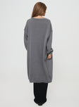 Charcoal cardigan Knit material, oversized fit, drop shoulder