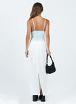 Maxi skirt Invisible zip fastening at back  Drawstring at waist Cargo style leg pockets Slit at back