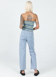 Jeans 100% cotton Light wash blue Zip & button fastening  Belt looped waist  Classic five-pocket design  Straight leg 