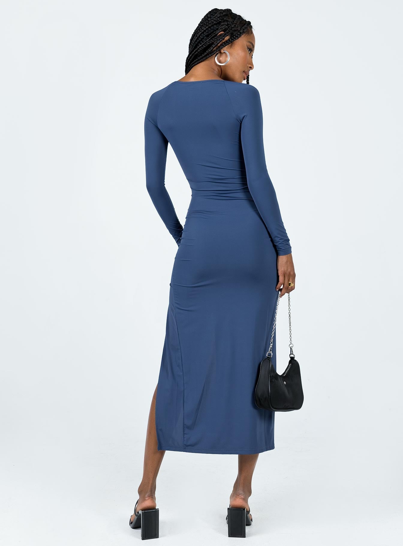 Blue midi shop dress long sleeve