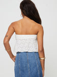 Strapless lace top Elasticated band at bust, pinched detail Good stretch, lined bust