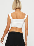 Crop top Fixed shoulder straps, square neckline, pointed hem, inviisble zip fastening at side