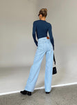 Princess Polly Mid Rise  Jeannie Wide Leg Jeans Light Wash Denim