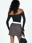 Mini skirt Folded waist detail Zip and clasp fastening Twin hip pockets