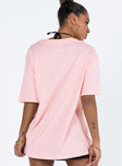 Pink tee Graphic print  Drop shoulder  Good stretch Unlined 