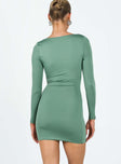 Long sleeve mini dress Square neckline Good stretch Lined body