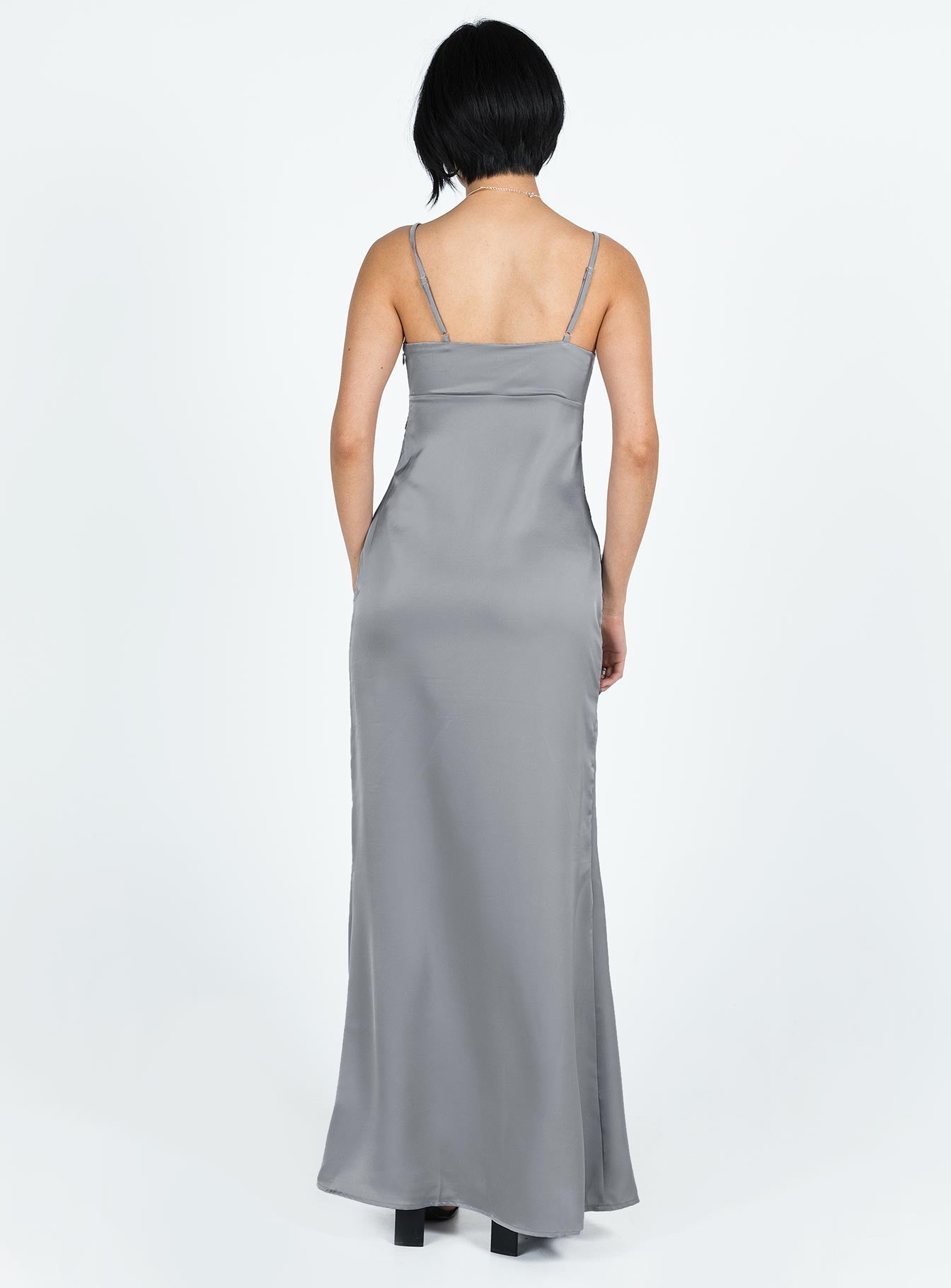 Shop Formal Dress - Sidney Lace Trim Maxi Dress Grey secondary image