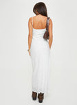 Maxi Dress Broderie material, adjustable shoulder straps, invisible zip fastening at side Non-stretch, fully lined