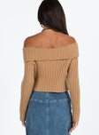 Sweater Knit material Off the shoulder design Folded neckline