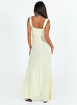 Maxi dress Fixed shoulder straps V neckline Invisible zip fastening at back High leg slit 