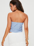 Strapless top Elasticated band at bust, tie detail