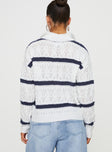 Knit sweater, striped design Classic collar, elasticated cuffs and waistband