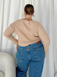 Alivia Cropped Sweater Beige Curve Princess Polly  Cropped 