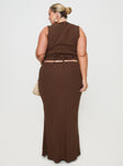 Chocolate Linen maxi skirt Relaxed fit, elasticated drawstring waist