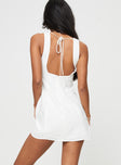 Linen mini dress Fixed shoulder straps, square neckline, invisible zip fastening at back Non-stretch, fully lined 