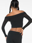 Off-the-shoulder top, slim fitting Folded neckline, drawstring tie detail on bust