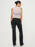 Pants Low-waisted, frill detail-lettuce trim on waits, slightly flared  Elasticated waist 