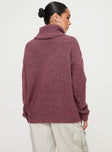 Turtle neck sweater Relaxed fit, soft knit material, drop shoulder Good stretch, unlined