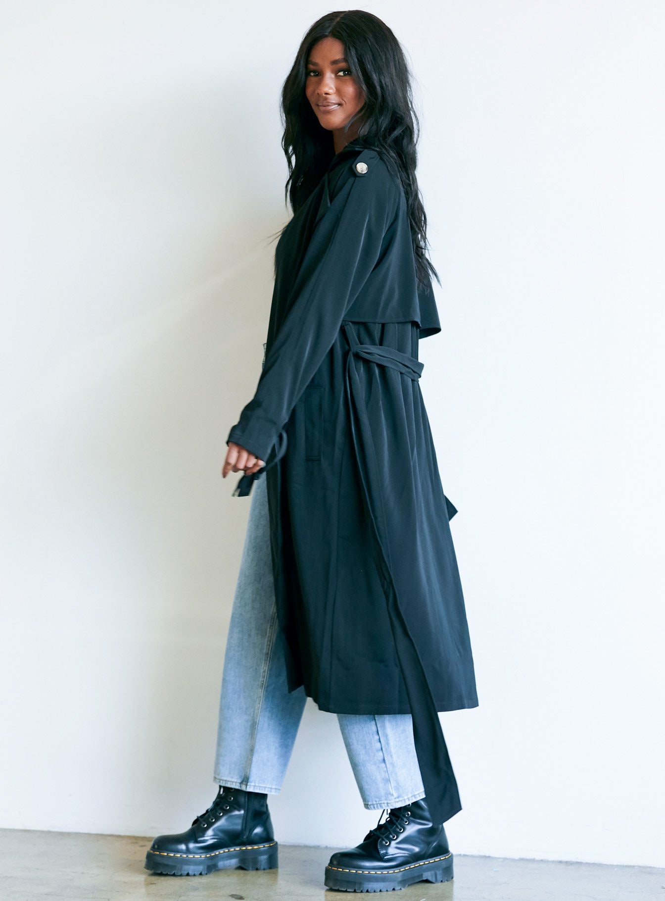 Black longline hotsell trench coat