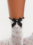 Sheer socks, bow detail